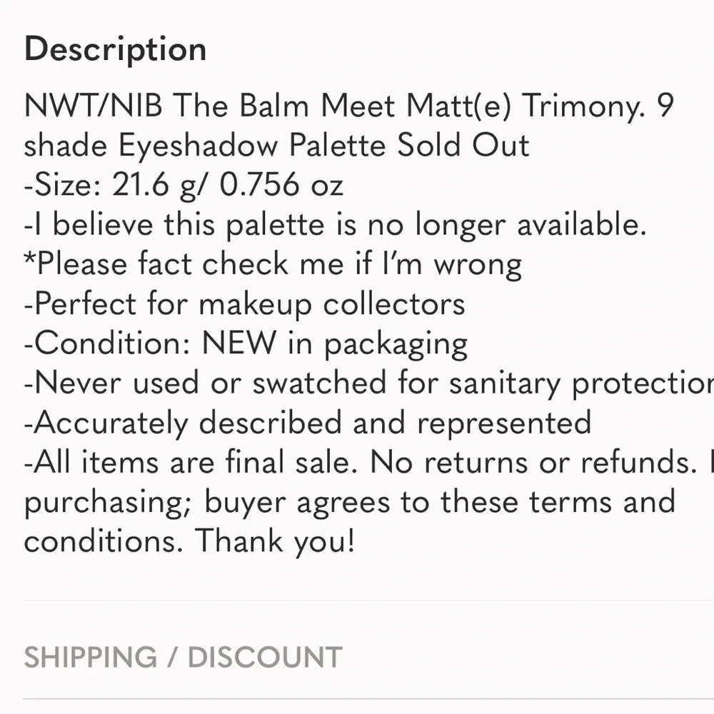 NWT The Balm Cosmetics Meet Matt(e) Trimony - Picture 6 of 6